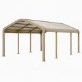 Abri voiture 600 x 300 x 270 cm en acier beige avec toit nervuré