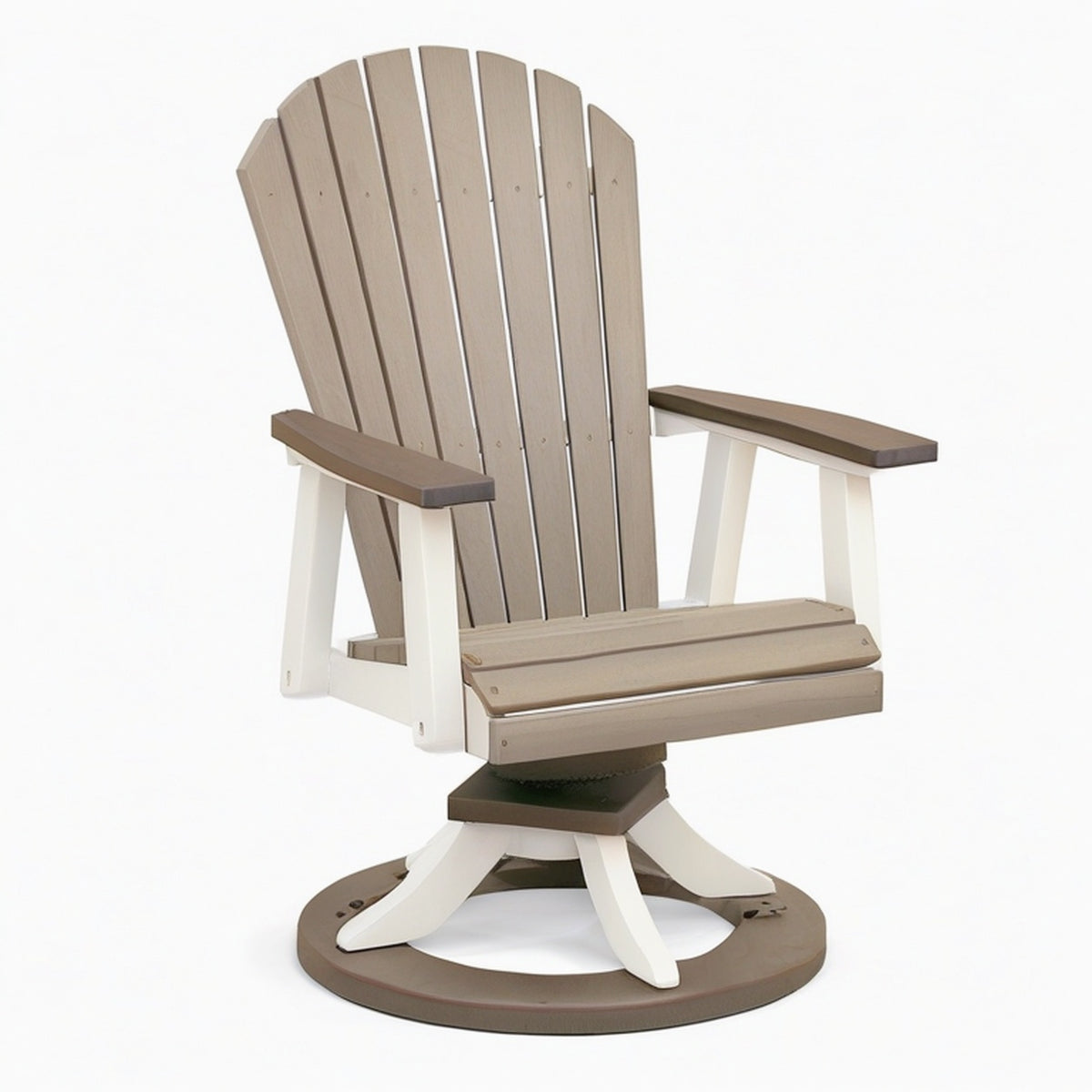 Fauteuil de jardin pivotant 80 x 83 x 102 cm en plastique taupe et blanc style Adirondack