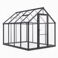 Serre de jardin 190 x 190 x 195 cm en aluminium noir avec panneaux transparents - toiture à pignon avec porte