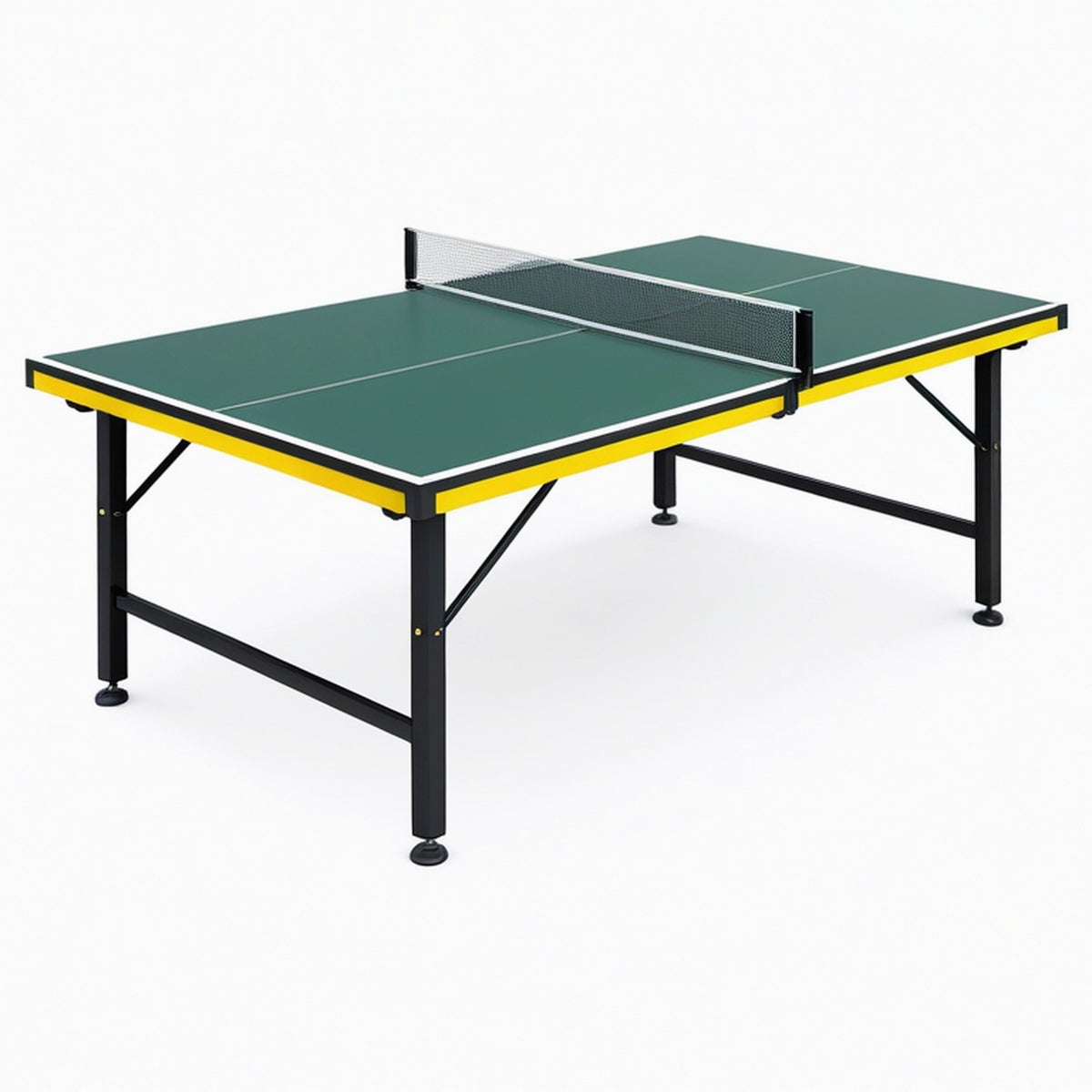 Table de tennis de table 274 x 152.5 x 76 cm en acier vert et jaune avec filet