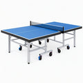 Table de tennis de table 274 x 152.5 x 76 cm bleue en acier sur roulettes